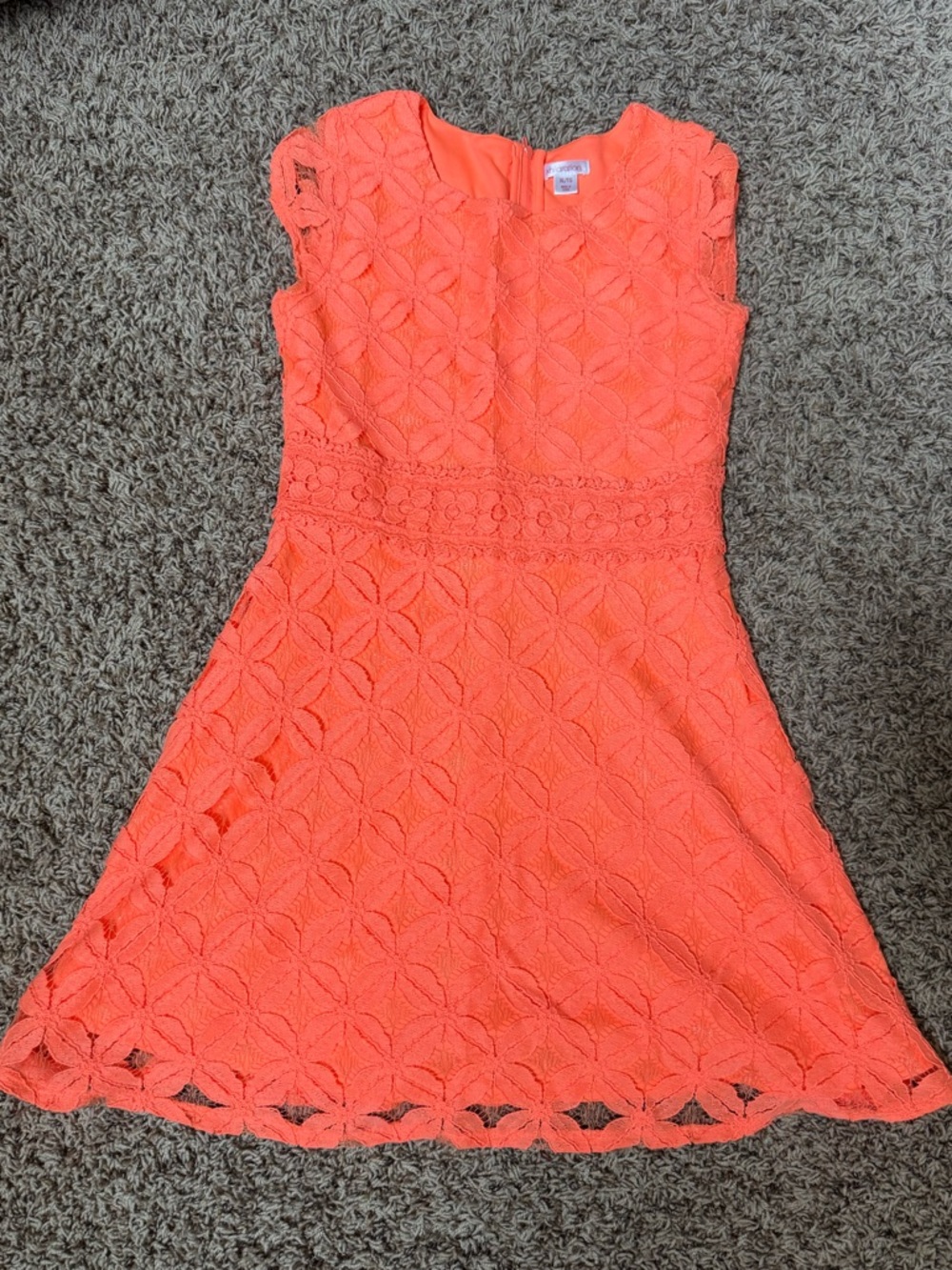 Xhilaration Girls Sleeveless Orange/Coral Lace Fit & Flare Dress sizeXL